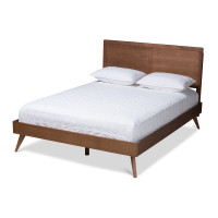Baxton Studio Zenon-Ash Walnut-Full Zenon Mid-Century Modern Walnut Brown Finished Wood Full Size Platform Bed